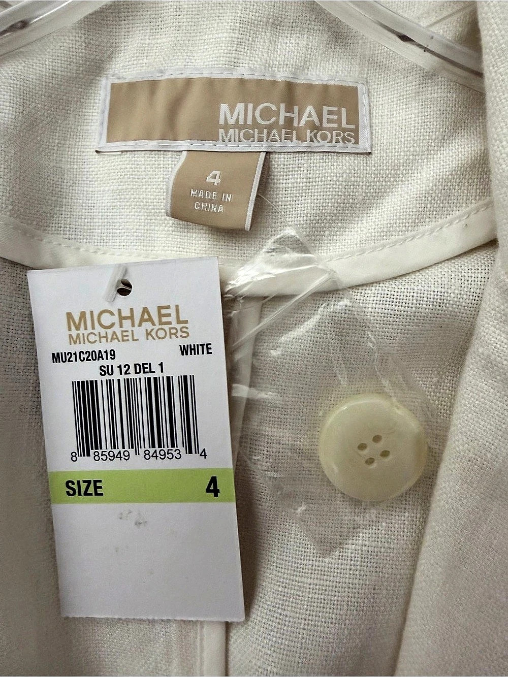 Michael Kors Linen Blazer in White Size 4 NWT - Picture 4 of 4